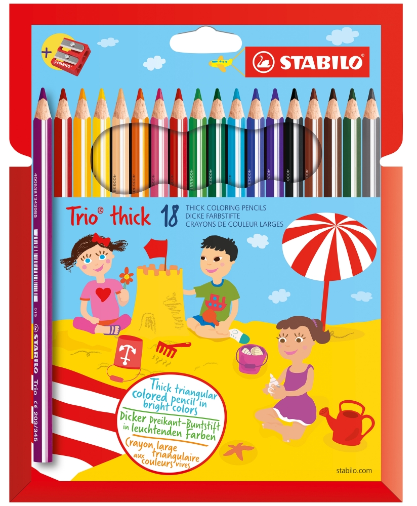 STABILO Trio vastag színes ceruza, vegyes színű, 18db-os