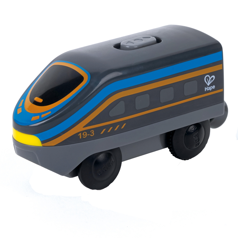 Intercity mozdony akkumulátorral, Hape, 12 x 4 x 5 cm, Fekete
