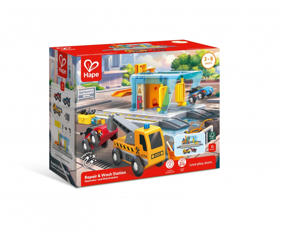 Vasúti szerviz készlet, Hape, 11 db