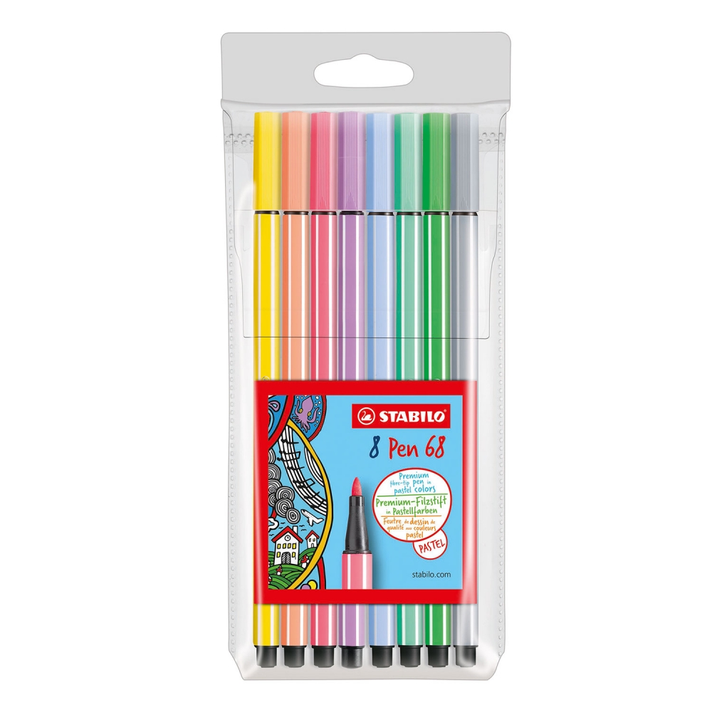 STABILO Pen 68 pasztell 8db-os vegyes színű filctoll készlet