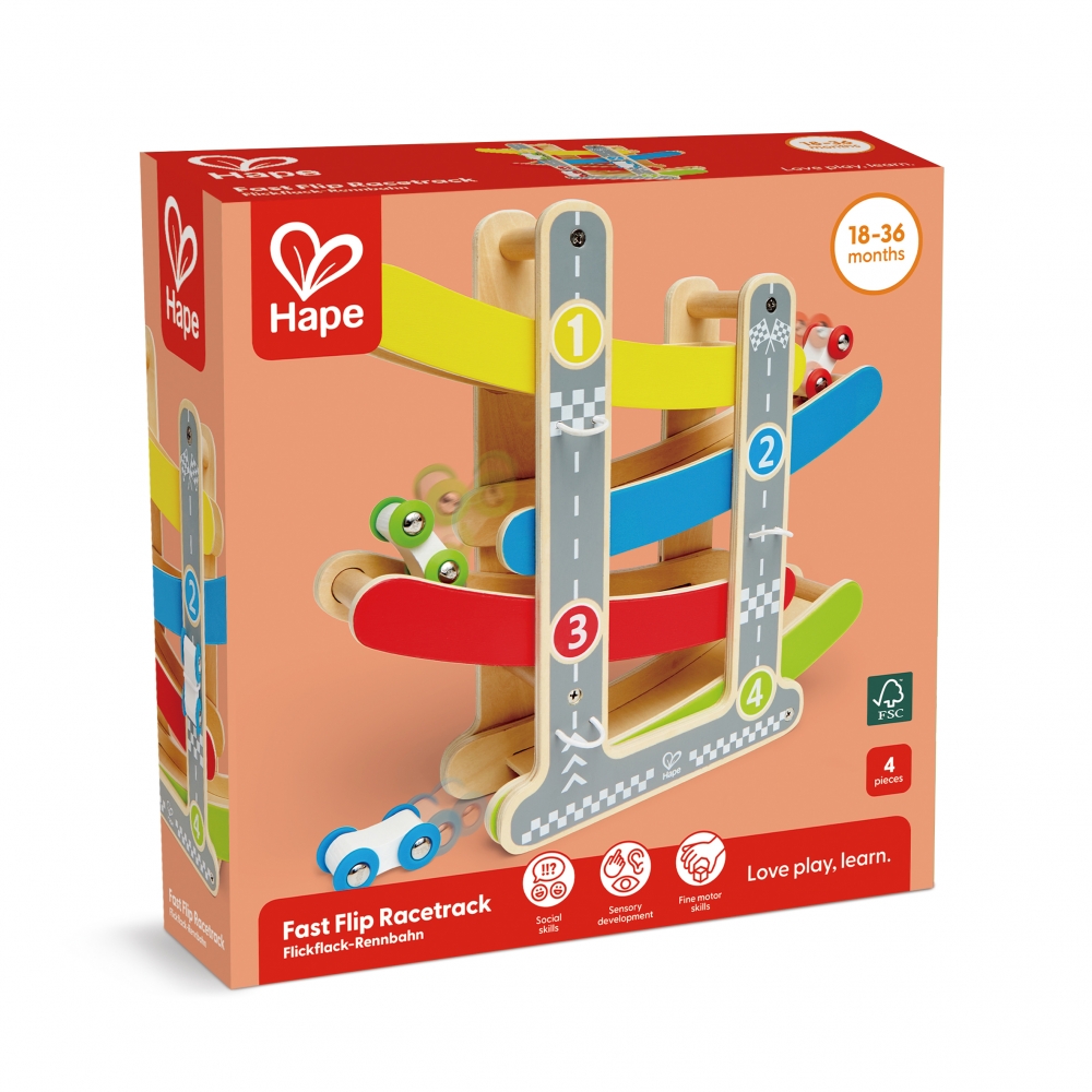 Дървен комплект, Hape, Цветна писта с колички