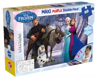 Пъзел, Lisciani, Frozen, Музика и забавление, Двулицев пъзел 60 части