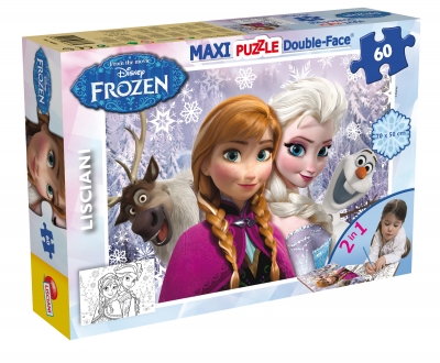 Пъзел, Lisciani, Frozen, Сестри завинаги, Двулицев пъзел 60 части