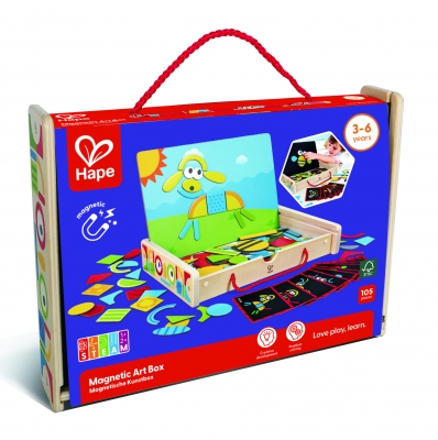 Творчески комплект, Hape, Магнитна арт кутия, 105 части