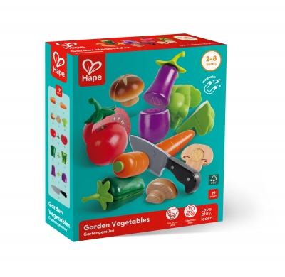 Дървен комплект, Hape, Зеленчуци, 8 части