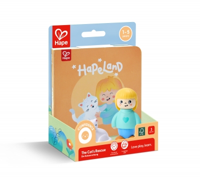 Игрален комплект, Hape, Комплект фигурки момиче и коте с книжка, 3 части