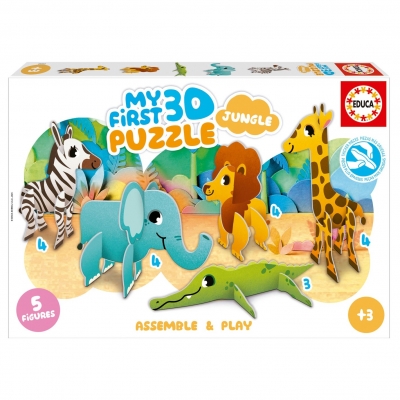 Моят първи 3D пъзел, Educa, Джунгла, 5 фигурки