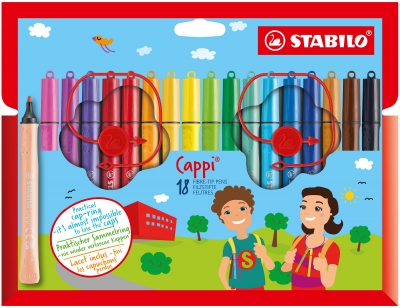 Комплект флумастери, Stabilo, Cappi, 18 цвята